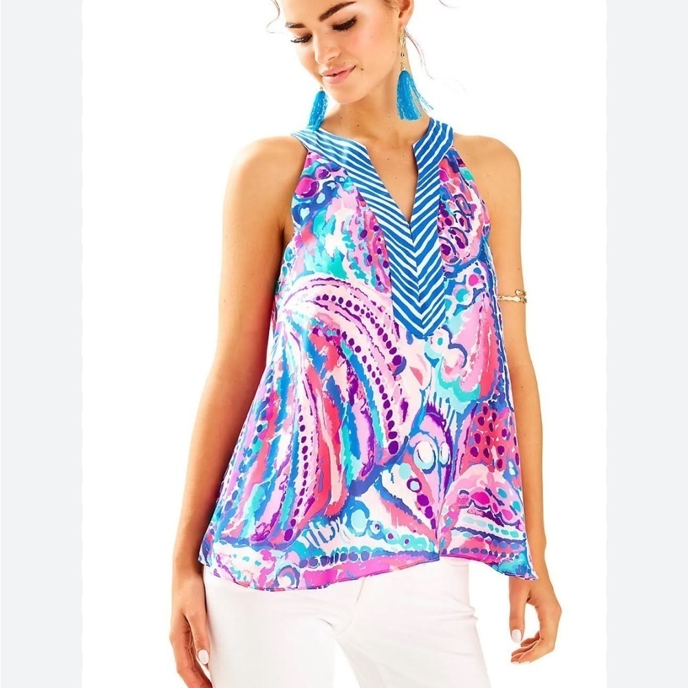 Lilly Pulitzer ‘Achelle’ Summer Beach Top – Colony Coral Shell Out – Size S